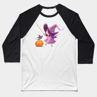 Little witch with her cat Baseball T-Shirt